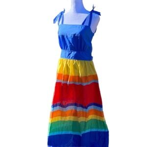 Vintage Evelyn Pearson Blue Striped Maxi Sundress Small